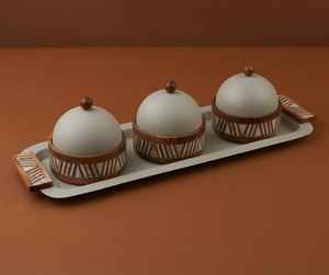 Bandeja y cuenco de excelente calidad con trabajo de fregona y tapa elegante para servir utensilios de cocina regalo de boda precio barato al por mayor - Product Image 2