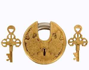 Candado de puerta de latón de diseñador decorativo con llaves, artesanal candado hecho a mano, cerradura de Llave doble con forma de caballo - Product Image 4