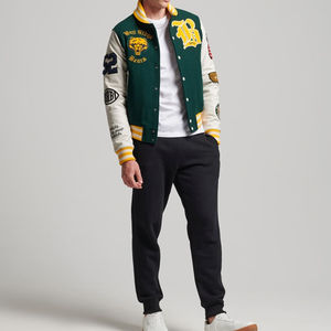 แจ็คเก็ตบอมเบอร์ทีม2024คอปกหนังแท้สำหรับให้ความอุ่นพลัสไซส์ดีไซน์หลากสี - Product Image 4