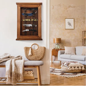 Boîte à couteaux murale en bois avec présentoir pour 6 couteaux, organisateur de collection, support de rangement pour couteaux - Product Image 2