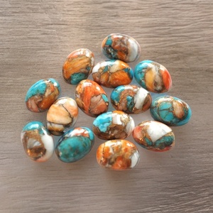 Cabochon lisse de forme ovale en cuivre turquoise naturel d'huître épineuse pour la fabrication de bijoux dans toutes les tailles créer des anneaux de pierres précieuses collier - Product Image 6