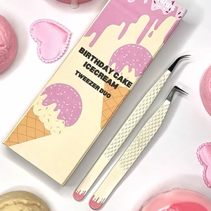 Nouveautés : Pinces professionnelles à pointe en fibre, couleur or rose nude, pour extensions de cils, pinces à cils à pointe en fibre - Product Image 3