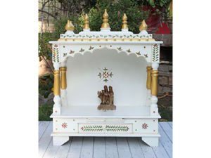 Templo de madera hecho a mano Jodhpur pintado Pooja Ghar Mandapam para adoración sagrada de Diwali Mandir indio-Compre 1 y obtenga 2 cumpleaños gratis - Product Image 2