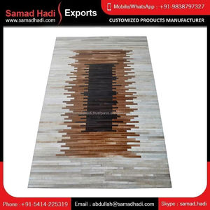 Tapis en poils de peau de vache écologiques de l'usine directe ensembles de tapis brodés à la main belle maison usine d'élégance durable - Product Image 6
