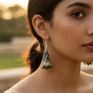 Pendientes de Plata 925 con Perlas Verdes de Agua Dulce, Estilo Vintage, Forma de Gota de Agua, Chapados en Oro, para Mujer, Excelente Idea de Regalo - Product Image 3