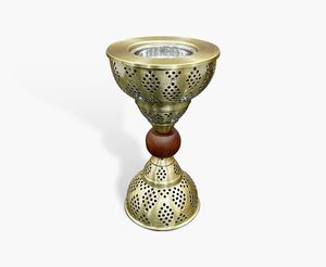 Quemador de Incienso Bakhoor Moderno de Metal y Madera con Orificios de Ventilación, Estilo Árabe, Acabado en Latón, para Uso en el Hogar en el Medio Oriente y el Golfo - Product Image 1