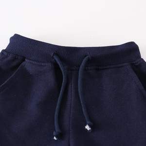 Short de survêtement d'été en molleton de coton pour enfants avec poches Short de sport en maille bleu marine Jogger Short à cordon de serrage - Product Image 4