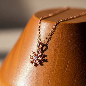 Collar de uso diario de Plata de Ley 925 con colgante de copo de nieve Vermeil Collares finos de cadena alta de oro rosa-para regalo - Product Image 3