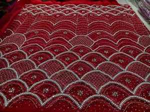 Luxury Traditional Handmade Beaded Embroidered Floral Gold Eco-Friendly Spandex/Nylon Mesh Silver Pink Stone <b>Mix</b> 5 Yards - Product Image 4