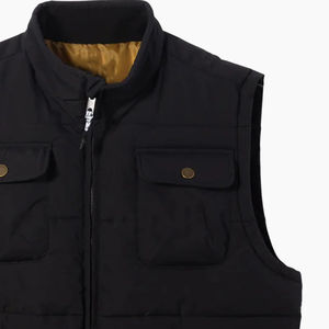 Veste de travail matelassée noire pour hommes en gros, veste sans manches en toile isolée, col côtelé, gilet utilitaire, OEM ODM Factory - Product Image 3