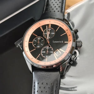 Montre à quartz de haute qualité pour homme, boîtier en acier inoxydable, bracelet en cuir, chronographe multifonctionnel, décontractée et élégante, 22 mm - Product Image 4
