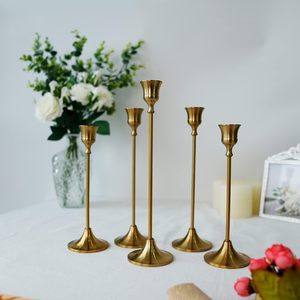 Juego de 6 candelabros de boda de oro cobre navideño, superventas, hierro metálico para decoración del hogar - Product Image 1