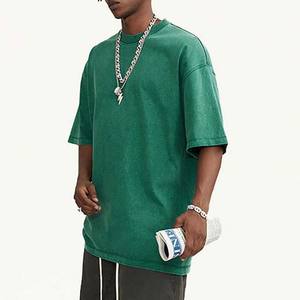 Heavyweight 100% Cotton Drop-Shoulder Oversize T-<b>Shirt</b> Acid Wash <b>Black</b> Long Length Light Plus Size T-<b>shirt</b> for men - Product Image 4