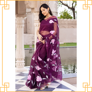 Saree élégant imprimé pour femmes tissu Georgette doux et fluide vente à l'exportation pour la fête et le mariage vêtements ethniques en soie - Product Image 4