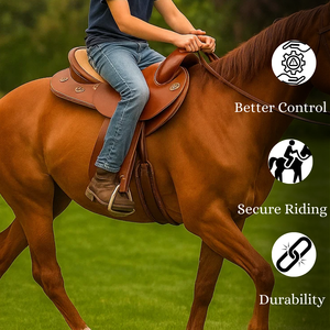 Silla de Montar de Cuero Australiano de Primera Calidad, Color Marrón - Product Image 3