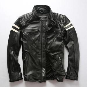 Nouvelle veste de moto en cuir d'agneau véritable marron vintage pour homme, couture tendance, imperméable, coupe-vent, veste de motard pour l'hiver - Product Image 1