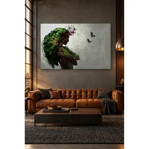Fida Woman of Flowers with Green Hair and Butterflies <b>Canvas</b> Print - Product Image 5