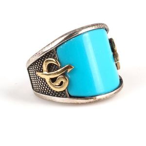 Anillo de Plata de Ley 925 para Hombre con Incrustaciones de Topacio Azul y Turquesa para Uso Diario - Product Image 2