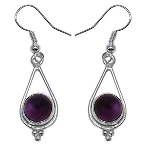 Boucles d'oreilles pendantes en améthyste plaquées argent pour femme, forme goutte d'eau vintage, serties de pierres, en alliage, bijoux fantaisie, accessoire de fête - Product Image 2