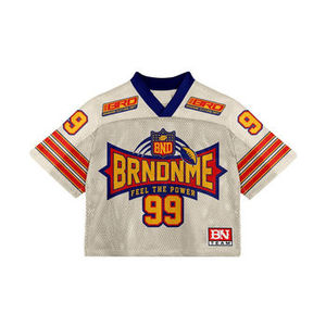 Uniforme de fútbol americano Vintage de fabricante personalizado, jersey de malla de punto de gran tamaño con cuello en V, de fútbol americano para hombre - Product Image 6