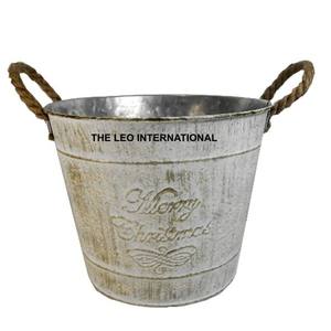 Cubo Metálico Galvanizado Mediano con Asa, a Prueba de Fugas y Resistente al Óxido, para Decoraciones de Fiestas y Manualidades - Product Image 3