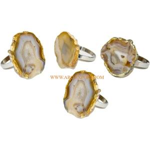 Lot de 2 ronds de serviette Agate Designing Metal Plaqué or Vintage Wedding Resorts and Cafe Table Decoration Ronds de serviette en Inde - Product Image 3