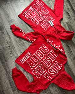 Sweats à capuche courts personnalisés en éponge française Sweat à capuche avec fermeture éclair et strass délavés à l'acide - Product Image 2