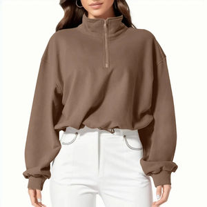 Mode personnalisée sweats à capuche surdimensionnés pour femme épais 1/4 quart fermeture éclair col roulé sweats à capuche pull sweat pour femmes oem - Product Image 6