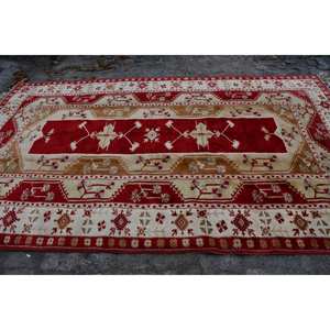 Classic <b>Red</b> Beige <b>Wool</b> Rug 6.5 X 10.8 ft Kilim Style Large Area Turkish Rectangle Rugs Latex Backing for Hallway 10mm Thickness - Product Image 4