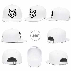 Casquette blanche à 5 panneaux avec logo renard brodé en 3D sur le panneau avant, unisexe, style hip-hop, sport, décontractée - Product Image 6
