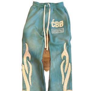 Pantalon de survêtement évasé vintage personnalisé et épais, délavé à l'acide, pour hommes, pantalon droit 100% coton de haute qualité pour impression bouffante logo - Product Image 6