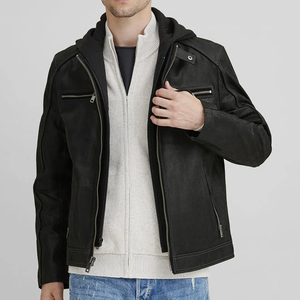 Blouson aviateur en cuir noir de haute qualité pour homme, nouvelle édition, en cuir de vache, fermeture éclair, respirant, logo frontal, hiver - Product Image 1