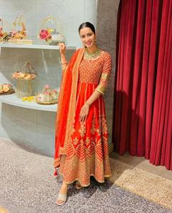 Ropa de fiesta de la mejor calidad, vestido ANARKALI de COLOR negro, venta al por mayor, tela de GEORGETTE, en compra, ROYAL EXPORT - Product Image 3