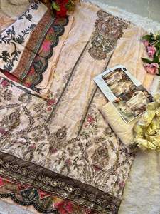 Traje elegante y hecho a mano con bordado pesado con tela china de colores Premium para venta en línea - Product Image 2