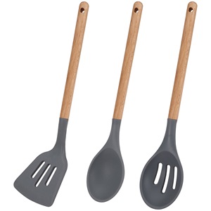 3pc set of <b>silicone</b> and <b>wooden</b> kitchen <b>utensils</b>, Daimiel collection - Product Image 1