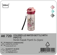 500 ml Yetişkin Su Şişesi Pipetli Eğlenceli Karikatür Baskılı Kolay Taşıma Askılı Açılır Kapaklı Dökülmez Kapaklı Taşınabilir BPA İçermez Çevre Dostu