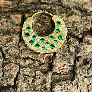 14K Solid Gold CZ Green <b>Diamond</b> Daith Piercing Fine Jewelry. - Product Image 5