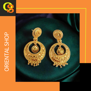 Compre un Juego de Aretes con Diseño Tradicional, Aretes Estilo Jhumka Chapados en Oro de 22 Quilates, Joyería para Mujer, por Exportadores - Product Image 3