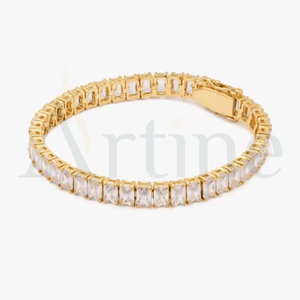 Pulsera de tenis de moissanita de corte princesa de racimo bellamente elaborada para mujer Plata de Ley 925 perfecta para regalos especiales - Product Image 1