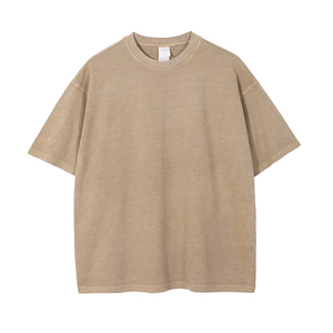 เสื้อยืดคอกลมสำหรับผู้ชายเสื้อยืดคอกลมคุณภาพสูงผ้าคอตตอน100% สั่งตัดตามสีเรียบ - Product Image 5