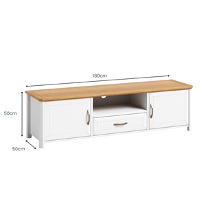 Meuble TV moderne de 1,8 m avec design contemporain en bois massif réglable pour salon ou chambre à coucher - Product Image 6
