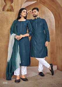 Vêtements traditionnels indiens Ensemble prêt à l'emploi pour couple Kurti Kurta pour usage fonctionnel Vêtements de fabrication et de vente en gros en Inde - Product Image 5