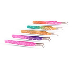 Color <b>Paper</b> Coated Tip Silver Eyelash Extension Tweezers <b>Hand</b> <b>Made</b> Artists Reusable Enhancing Natural Lamination - Product Image 1