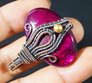 Collar con colgante de labradorita de fuego Rosa envuelto en cobre chapado en oro Idea de regalo espiritual hecha a mano para mujer incrustaciones de ajuste de bisel - Product Image 2