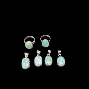 ชุดโอปอลเอธิโอเปียนโอปอลจีนขนาด15มม. แหวนเงินแท้925วงแหวนบางเราขนาด6-20สำหรับคุณแม่ - Product Image 1