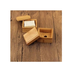 Porte-savon en bambou écologique durable de qualité supérieure avec forme rectangulaire antidérapante pour le comptoir de la salle de bain Plateau à savon solide - Product Image 1