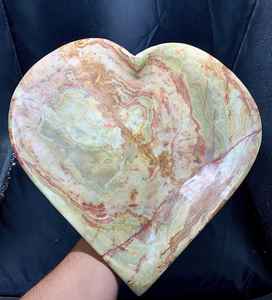 Grand bol en forme de cœur en onyx vert, fait main au Pakistan, plat de service décoratif de luxe, cadeau unique, décoration intérieure - Product Image 2