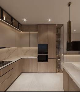 Meubles de cuisine modernes de luxe sur mesure en marbre électrique écologique stratifié pour appartement, vente en gros directe d'usine, modulaires de haute qualité - Product Image 1