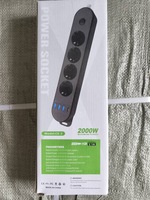 Multiprise de type allemand standard EU pour prises haute puissance 3/4/5 Prises d'extension Interrupteur de lumière avec 4 multiprises USB