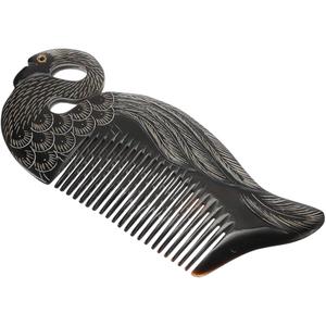 Peigne à dents larges en corne de buffle noire à poignée de qualité supérieure Peigne à cheveux en corne de buffle Peigne à corne naturelle Taille et design personnalisés - Product Image 2